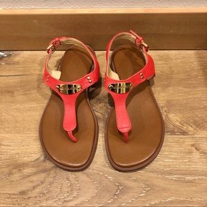 Michael Kors Red Sandals with Gold Plate Thong